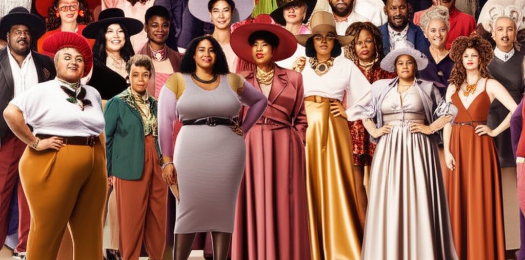 A diverse group of people of different body types, ages, and ethnicities, all confidently posing in stylish outfits, each accessorized uniquely to highlight their individual style.  The accessories should be noticeable and varied (e.g., statement jewelry, hats, scarves, belts).