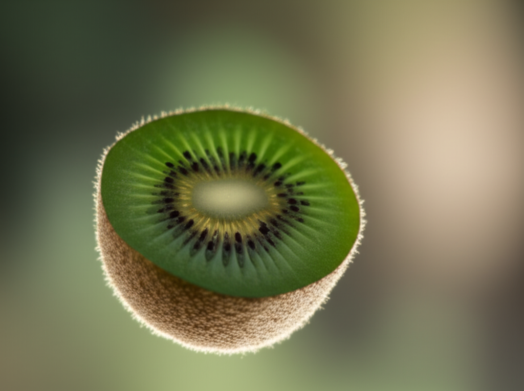 A close-up shot of Ingredient 2 (whatever that ingredient may be)  – perhaps a halved piece of fruit, a handful of leaves, or a single, glistening seed – with tiny, almost invisible lines radiating outwards from it, symbolizing the reversal of sun damage.